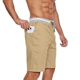 Tansozer Men's Casual Shorts Cotton Summer Beach Lightweight Elastic Waist Shorts Drawstring Twill Chino Golf Dress Shorts