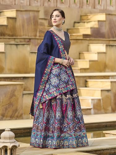 Image of PURVAJA Women's Jacquard Semi-Stitched Lehenga choli