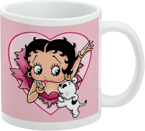 Taza de café de cerámica con texto en inglés "I Love Betty Boop, novedosa taza de regalo para café, té y bebidas calientes, 11 onzas, color blanco