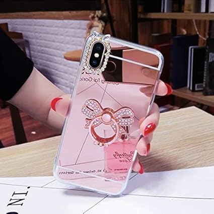 Amazon Micfjp Iphoneのxケースかわいい落下防止リングスタイリッシュなミラーケーススクラッチ防止ショック防止スタンド機能 Iphoneのx Xのケースの文字軽量薄型ポータブルカバーキラキラ保護キャップキラキラデコリボンリングmicc132と Iphone Xケースリング付き