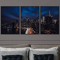3 Piece Framed Canvas Wall Art City Illuminations Canvas Prints Home Artwork Decoration for Living Room,Bedroom - 16