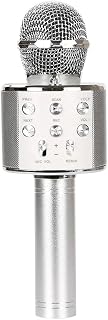 mewmewcat Microfone sem fio profissional BT Alto-falante de karaokê KTV Music Player Gravador de canto Microfone de mão prateado,Leitor de música KTV