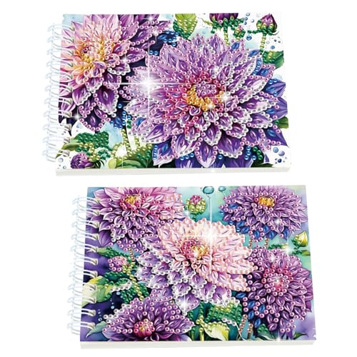 Image of Formeyart 2 Pack Flower Diamond Painting Spiral Notebook for Adults, A5 Diamond Art Journal and DIY Sketchbook, Diamond Art Kit Supplies,Gift for Beginners, Craft Lovers, Artists. (Hydrangea)