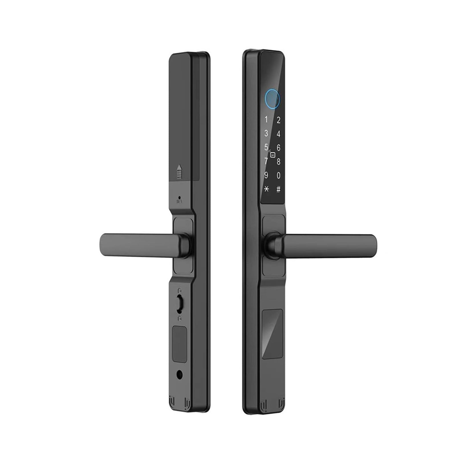 MKLUIY Tuya APP Waterproof Intelligent Fingerprint Password Card Unlocking Electronic Lock For Sliding Frame Glass Doors(Black A Tuya 8535)