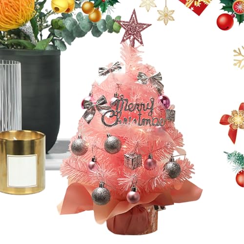 Árbol de Navidad de mesa artificial mini con estrella para decoración navideña de centro 8