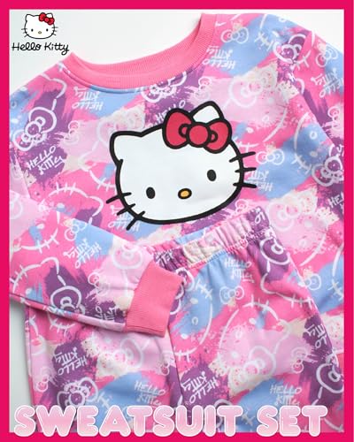 Hello Kitty Girls' Pants Set - 2 Piece Crewneck Sweatshirt And Fleece Pants thumb #1
