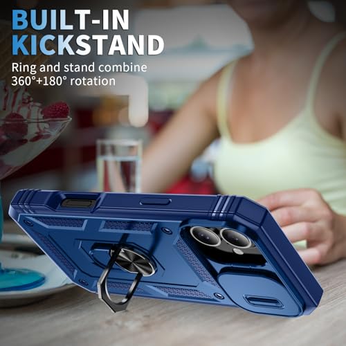 Coque téléphone 17 antichoc bleu avec cache objectif coulissant de 6,1 pouces