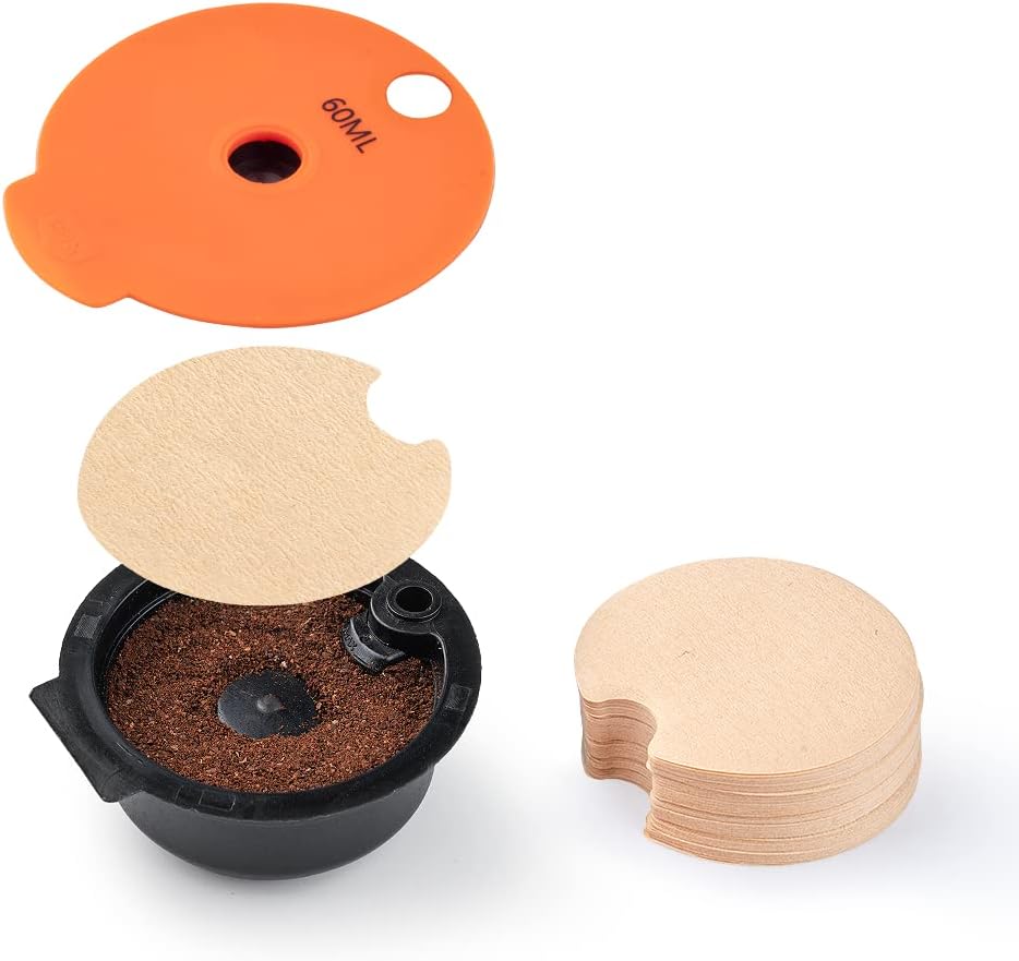 Disposable Coffee Filters For Tassimo Reusable Coffee Discs, BENFUCHEN Replacement Paper Filters For Bosch Tassimo Refillable Coffee Pods, Unbleached, 100 Count