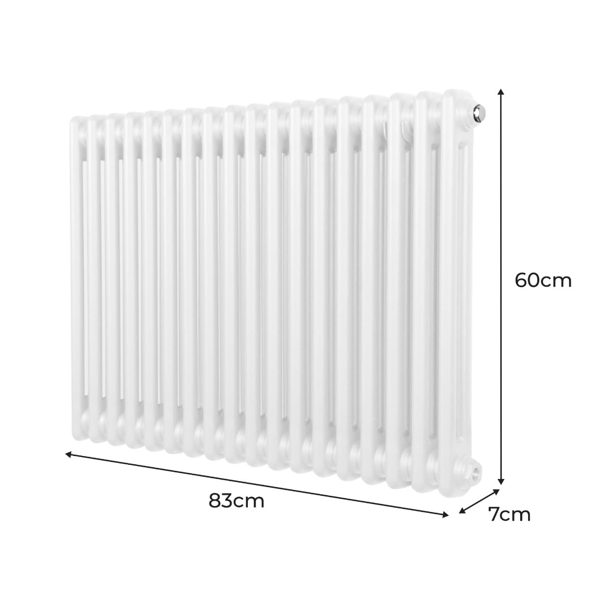 Radiatore Termosifone a 2 Colonne 600 x 832mm Moderno Centralizzato Bianco in Acciaio Inox Orizzontale a Parete Cucina Soggiorno Bagno Kit di Fissaggio e Spazzola Inclusi