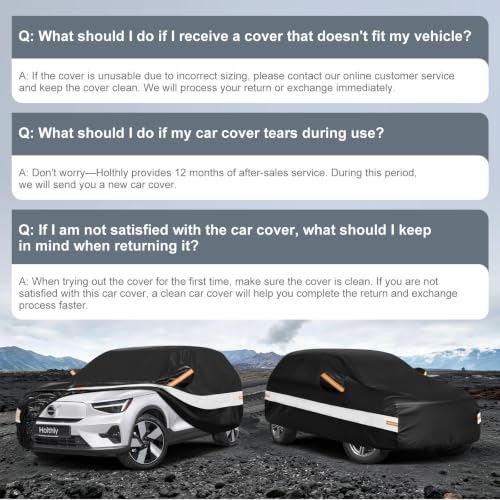 Image of 10 Layers SUV Car Cover Custom Fit for Volvo XC40 (2019-2026), Waterproof All Weather for Automobiles, Outdoor Full Cover Sun Rain Dust UV Protection with Cotton. Black