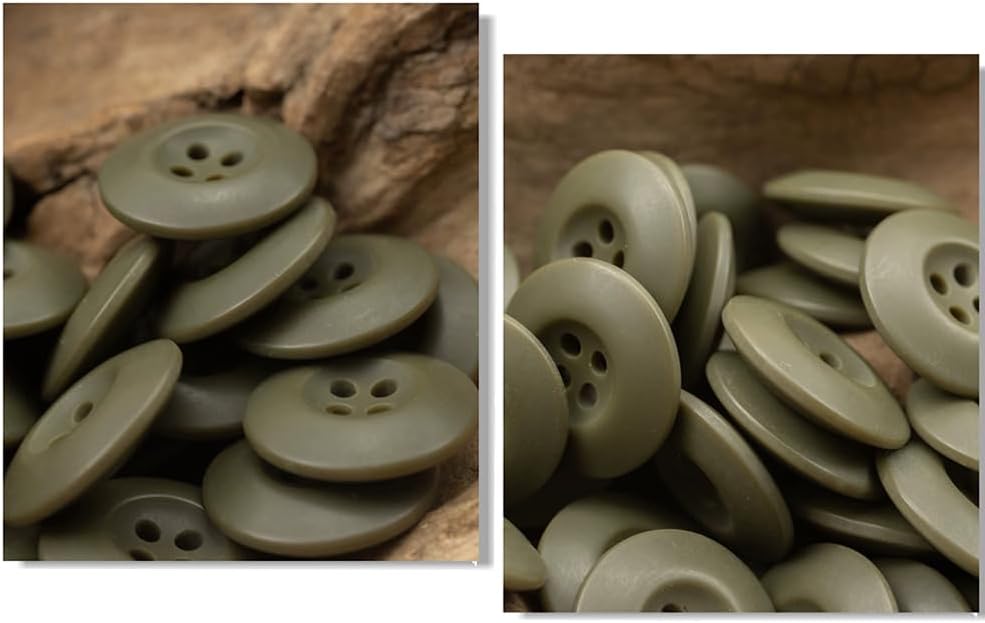 20PCS Resin Button 4 Hole 0.8 Inch Army Military Buttons Sewing Button for Pants Jacket Uniforms Bags Accessorie Army Military Buttons (Light Army Green, 32L=20MM)