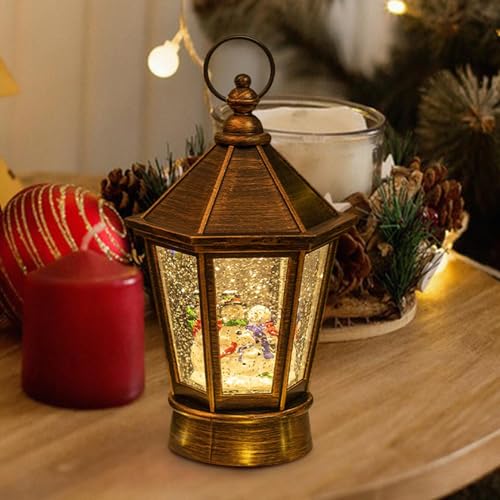 Linterna de bola de nieve portátil con música y luces de Navidad interiores 4