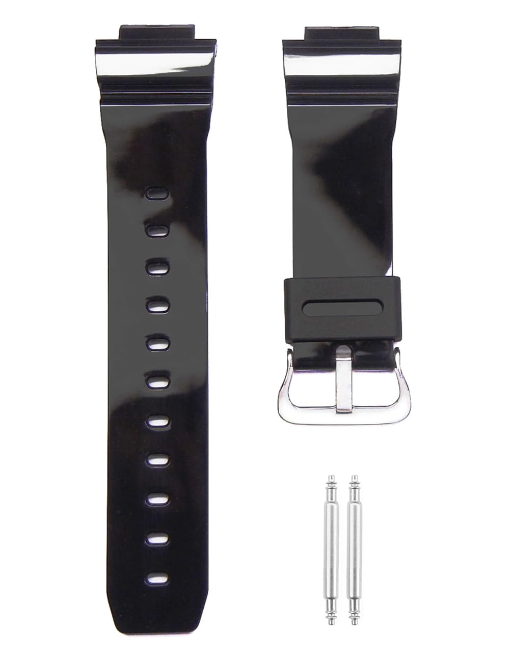 TIMEWHEEL® Replacement Watch Band Strap fits Casio G Shock DW6900CS-1 DW5600CS-1 DW 5600TOD-8V GLOSSY BLACK