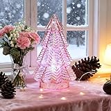 CFDECOR Mercury Glass Christmas Tree Lights,Lighted Swirling Colorful Glass Tabletop lamp with Timer,Battery Operated Led Night Lights for Holiday New Year Home Decoration H: 8'(Gold)