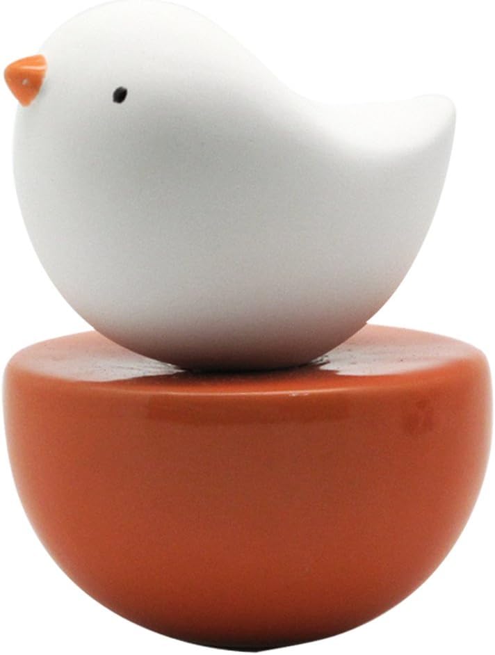 Baby Bird, Non-Electric Ceramic Diffusers for Essential Oils and Aromatherapy Fragrance, White Ceramic Diffusers in Car or Desk Office Decor and Small Bathroom at Home, Orange Vase