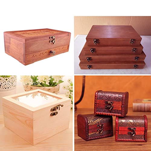 Wiosny 10Pcs Antique Vintage Hook Hasp Hook Latch Lock Clasp Arm Zinc Alloy Jewelry Box Hardware Thickened Horn With 40 Screws(Red Copper Color/Left Latch Hook Hasp) #TOP5