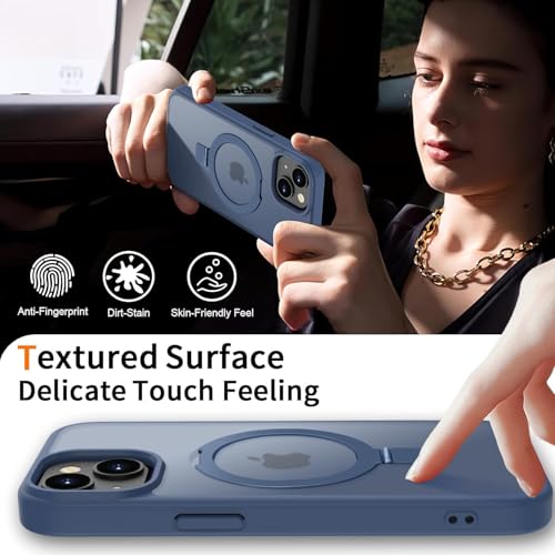Image of iPhone 15 Magsafe Stand Case | Matte Design & 360 Protection | Military-Grade Apple iPhone 15 Cover | Ultra Premium - Blue
