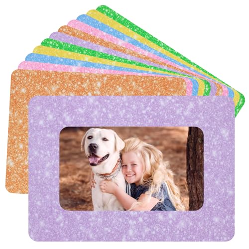 Image of 12Pcs Magnetic Picture Frames for 4 inchx6 inch Photo, Locker Accessories for Girls | 6 Colors, Cute Back to School Gifts, Classroom Decorations Supplies, Refrigerator Decor, White Dots