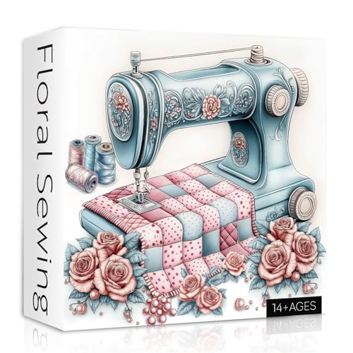 Rompecabezas Vintage de Máquina de Coser para Adultos, 1000 Piezas, Rompecabezas Retro de Flores con Diseño de Rosas miniatura 1