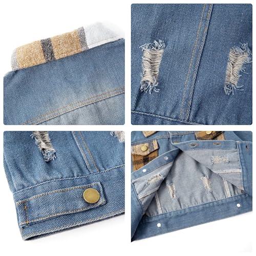 Volunboy Toddler Boys Denim Jacket Kids Ripped Jean Coat Button Down Casual Patchwork Outerwear3