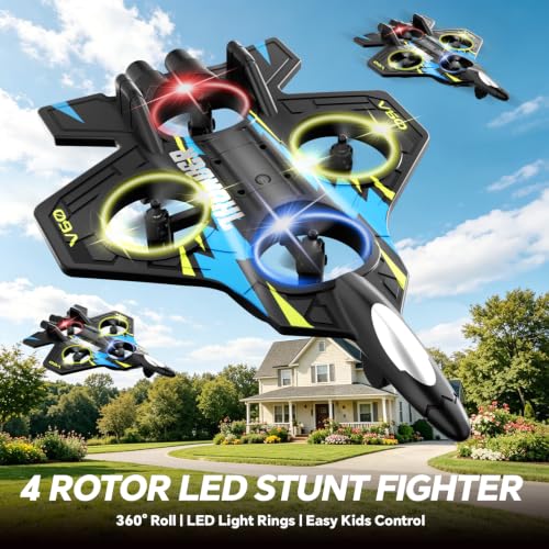Image of 4DRC Foam RC Planes Remote Control Airplanes for Kids Adults, RC Airplane Fighter Jet with Light, 360 Flip Fighter Jet Toys, Stunt Roll, Airplane Toy Gifts for Kids Boys