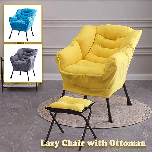 Sillón reclinable amplio con terciopelo Amarillo miniatura 7