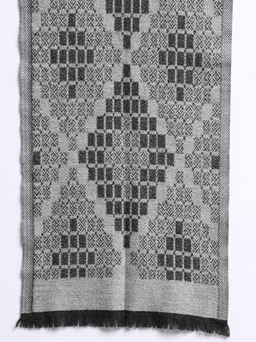 Image of Ravaiyaa - Attitude is everything Men's Geometric Pattern Casual Muffler Winter Wool Long Scarf 72 inchx14 inch Inch (Grey)