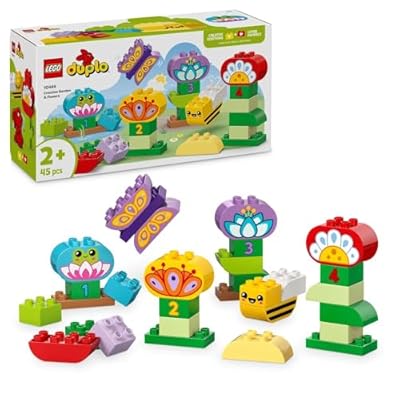 LEGO Duplo Le Jardin Créatif et Les Fleurs - Jouet Interactif Montessori dès 2 Ans - Jeu à Empiler - Fleurs & Briques avec Chiffres pour Développer la Motricité Fine 10444