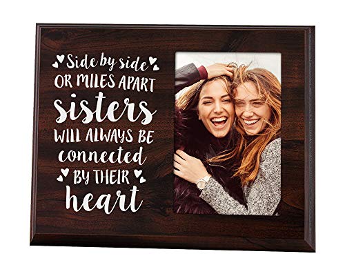 Elegant Signs Sister Gifts Photo Picture Frame 4x6 for Women - Side by Side or Miles Apart