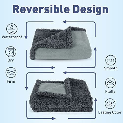 Kritter Planet Waterproof Pet Blanket, Pee Proof Reversible Dog Blanket Cover For Couch Bed, Liquid Proof Furniture Protector For Small Large Dogs Cats, Charcoal Grey #TOP6