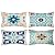Outdoor Waterproof Throw Pillow Covers Set of 4 Floral Printed and Boho Farmhouse Outdoor Pillow Covers for Patio Funiture Garden 12x20 Inch Blue