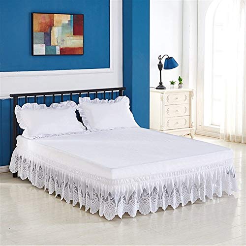 HXYIYG Faldas De La Cama,FaldóN Volantes Twim/Full/Queen Cama elástica Falda de Estampado de Encaje Alrededor King Bed Faldas Comfort Arrugas...