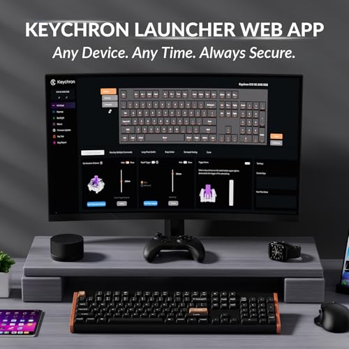 Image of Keychron K10 HE Hall Effect Keyboard Wireless, Magnetic Switch Hot Swappable, Adjustable Actuation Rapid Trigger Mode with Aluminum + Wood Frame, Full-Size Custom RGB for Mac Windows Linux - Black