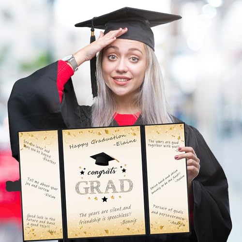 Image of Vlipoeasn 2026 Graduation Guest Book Alternative, Black Gold Class of 2026 Graduation Party Decorations, Graduation Signature Book for 2026 College High School, Unique Graduation Gifts for Friends