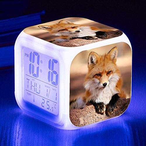 HUA5D Kinderwecker Digital Fuchs,Wecker Digital Kinder Jungen Mädchen,Led 7 Farbwechsel Wecker Mit Licht,Kids Wake Up Light Digital Alarm Clock,Reise Lichtwecker (A1675) Cover