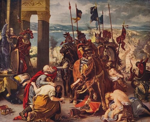 Cuadro sobre lienzo Entrata di ntinopoli de Delacroix para pared del hogar en 60x90cm