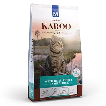 Montego Complete Nutrition Dry Food for Cat | Gluten Free Highly Digestible Carbohydrate, Trout and Lamb Pet Food - 2KG
