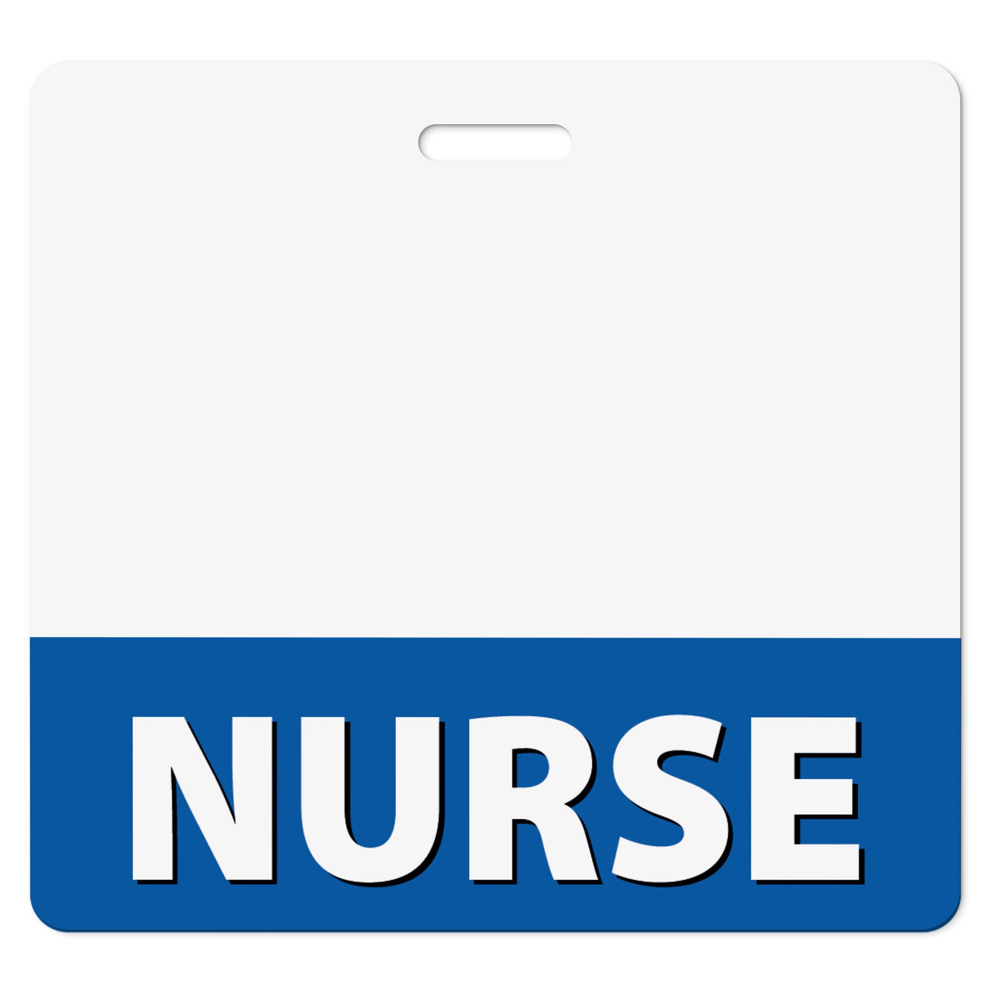 Nurse Heavy Duty Horizontal Cobalt Blue (1 Pack) - Spill & Tear Proof Cards - 2 Sided USA Printed Quick Role Identifier ID Tag Backer by BadgeZoo