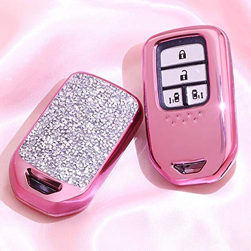 2 3 4 5 Buttons 3D Bling Smart keyless Entry Remote Key Fob case Cover for Honda Jade HR-V CR-V Accord Crider Vezel Civic Greiz Spirior Elysion Fit City Crosstour Pink