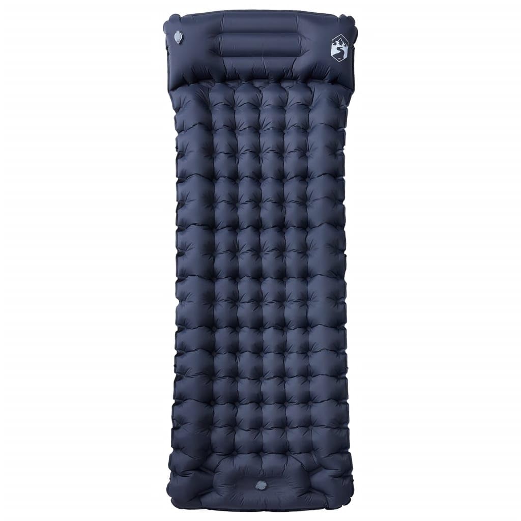 Materassino autogonfiabile con cuscino, grigio, 10,5 cm di spessore, in nylon 40D con rivestimento in TPU, impermeabile, con pompa a pedale, gonfiabile in 60-90 secondi, portatile