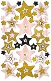 Für festliche Dekorationen AVERY Zweckform 52909 Sterne Weihnachtssticker (Papier geprägt, 42 Aufkleber) gold/schwarz/rosé