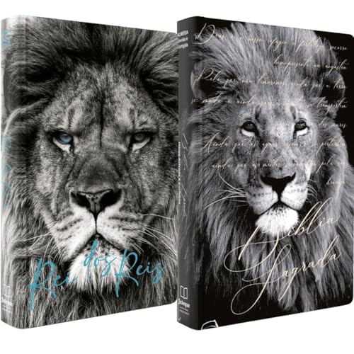 Kit 2 Bíblia Sagrada | Rei dos Reis + Leão Fortaleza | Letra Normal | Harpa Cristã | Capa Dura