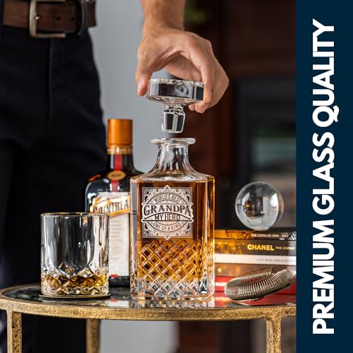 Royal Vintage Grandpa Gifts | Grandpa Birthday Gifts | Best Gifts for Grandpa Who Loves Whiskey | Unique Personalized Gift Ideas for Grandfather | Whiskey Decanter Present with 2 Glasses