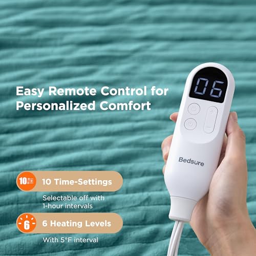 Image of Bedsure Electric Blanket Full Size - Soft Flannel Heated Blanket Full, GentleSoft Fast Heating with 10 Time Settings & 6 Heat Settings, Warm Gifts for Women Grandma (72x84 inches, Teal)