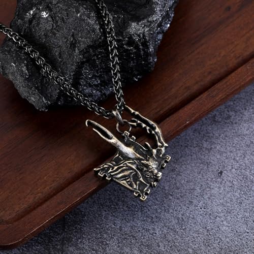 SENTIMENTAL SOUVENIRZ THINGS THAT TOUCH YOUR HEART Final Fantasy XVI 16 Eikon Logo Necklace Ifrit Brass or Solid Silver with Antique Effect Clive Efrit3