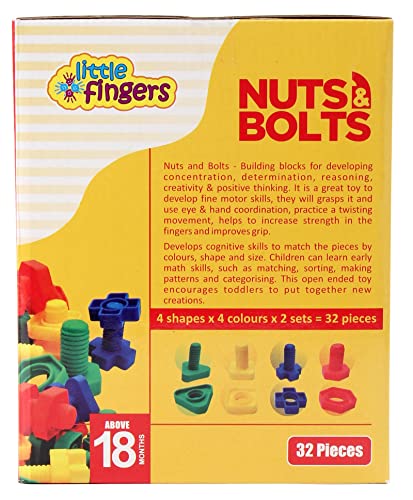 Image of Little Fingers Nuts & Bolts Blocks Multicolor - 32 Pieces