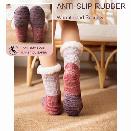 Image of Slipper Socks for Women with Gripper - Cozy Soft Thick Fuzzy Non Slip Indoor Home Grips Socks - Winter Non Slip Thick Fuzzy Socks