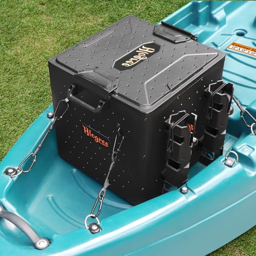 HLOGREE FlexCrate Kayak Fishing Crate with 4 Rod Holders (Assembly Needed),13''x13''x13'' Compact...