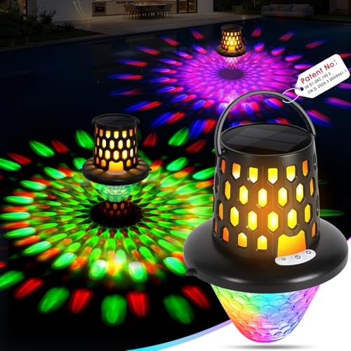 Floating Pool Lights,2026 Upgraded Solar Powered Pool Lights that Float,Flickering Flame Floating Solar Lights for Pool Lighting,Hangable IP68 Waterproof Swimming LED Pool Lights for Party,Outdoor-1PC