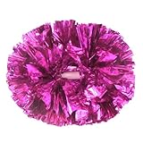 Hooshing 12PCS Hot Pink Cheerleading Pom Poms with Baton Handle for Team Spirit Sports Dance Cheering Kids Adults